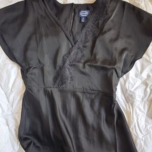 Silky Black V-Neck Lace Dress